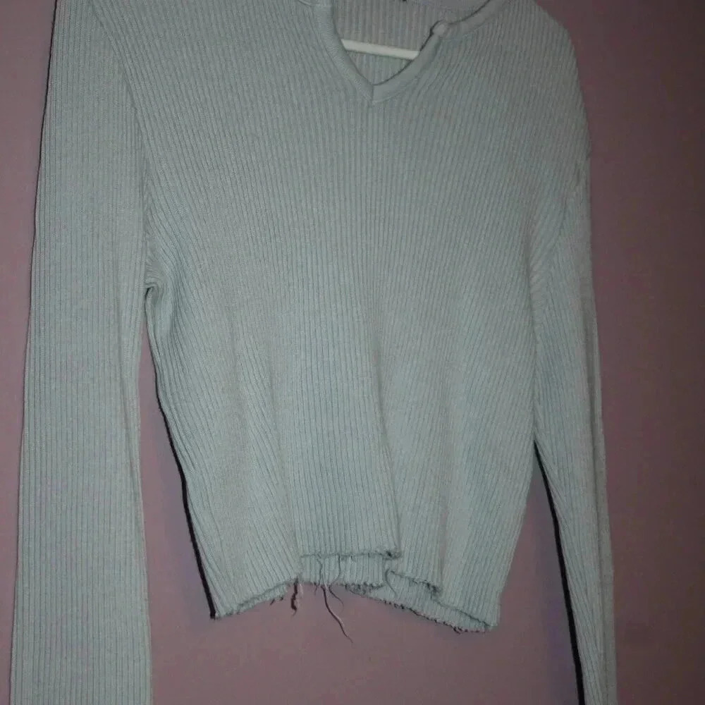 Brandy Melville Long Sleeve Ribbed V-Neck Shirt - Picture 5 of 12